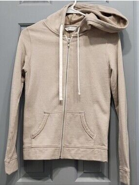 NWOT Curfew Light Tan Cream Full Zip Hoodie Jacket small